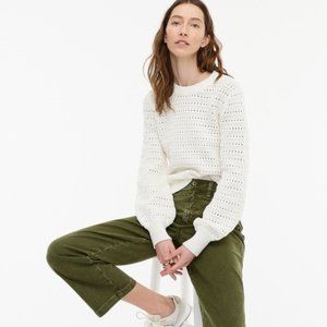 J crew balloon sleeve pointelle sweater ivory